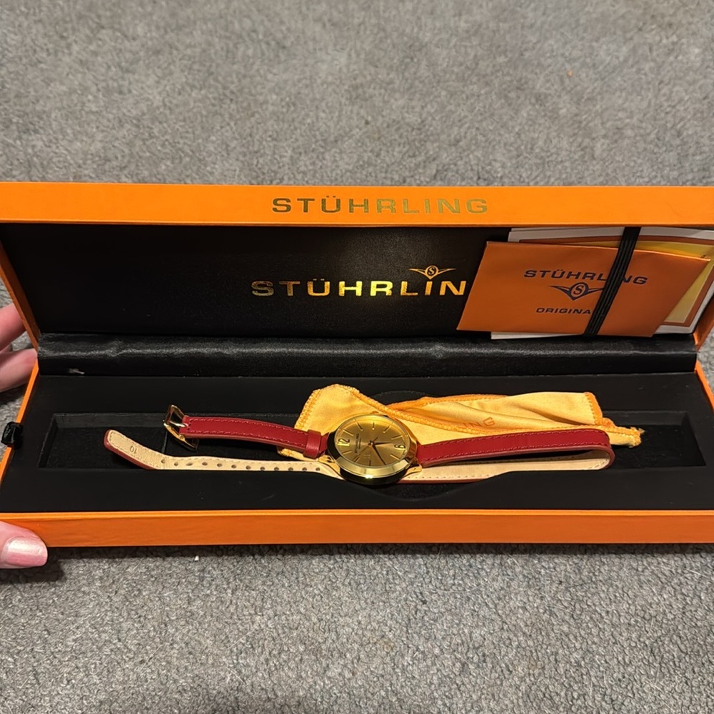 Stührling Gold and Red Watch